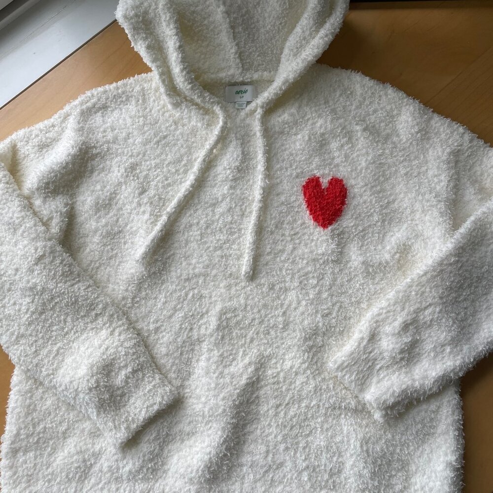 Aerie Womens Fluffy Sherpa Fleece Hoodie, Size Small